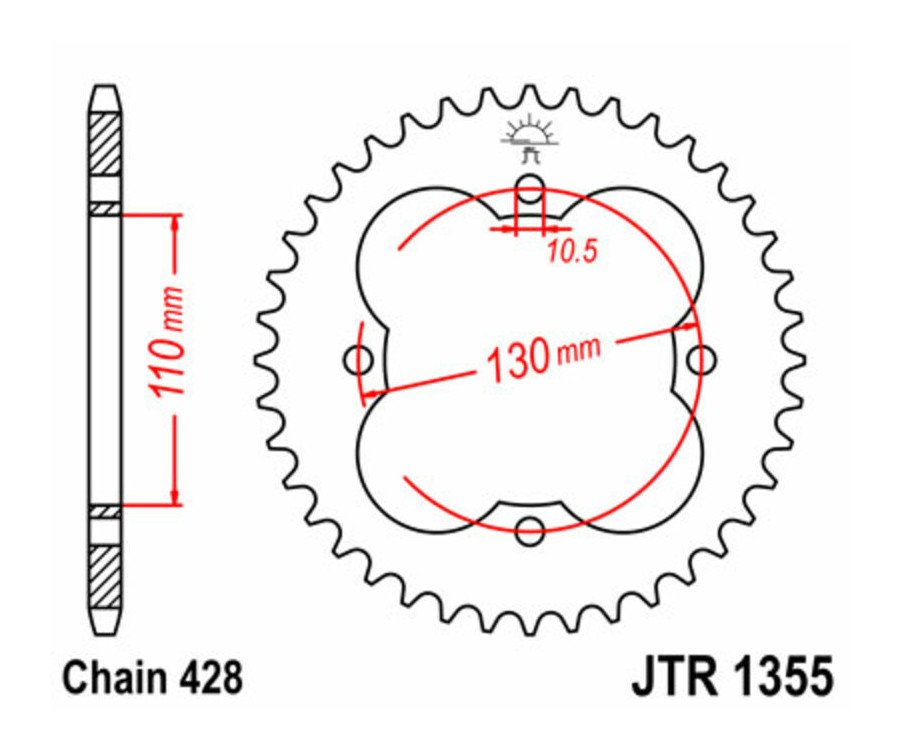 Couronne JT SPROCKETS acier standard 1355 - 428