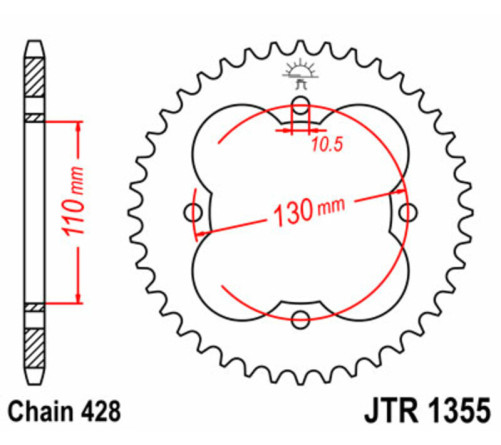 Couronne JT SPROCKETS acier standard 1355 - 428 - 1074913002