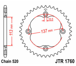 Couronne JT SPROCKETS acier standard 1760 - 520 - 1074936001