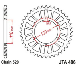 Couronne JT SPROCKETS aluminium ultra-light 486 - 520 - 1096572005