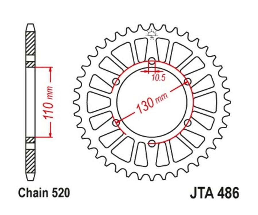 Couronne JT SPROCKETS aluminium ultra-light 486 - 520