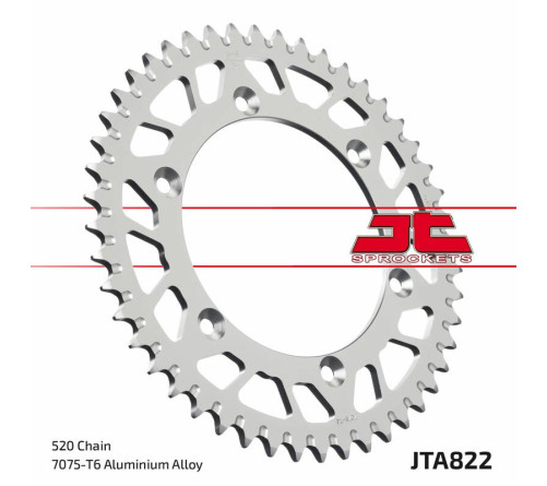 Couronne JT SPROCKETS aluminium ultra-light anti-boue 822 - 520 - 1096577006