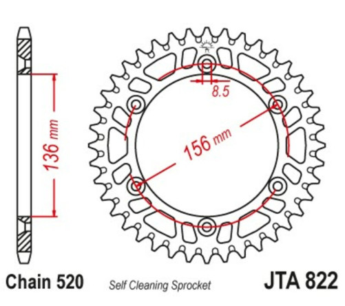 Couronne JT SPROCKETS aluminium ultra-light anti-boue 822 - 520 - 1096577002