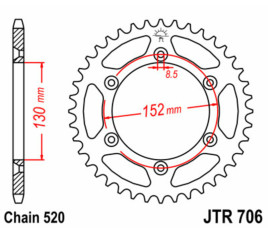 Couronne JT SPROCKETS acier standard 706 - 520 - 1075094002