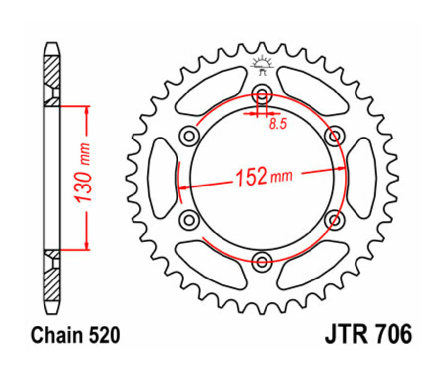 Couronne JT SPROCKETS acier standard 706 - 520