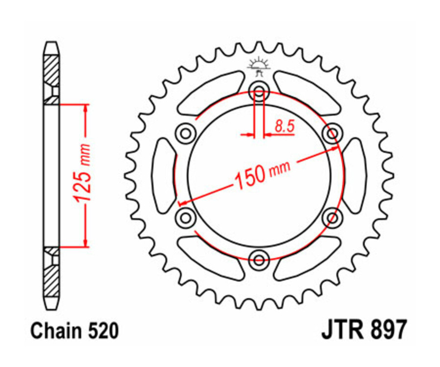 Couronne JT SPROCKETS acier standard 897 - 520