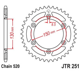 Couronne JT SPROCKETS acier anti-boue 251 - 520 - 1075483003