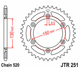 Couronne JT SPROCKETS acier anti-boue 251 - 520