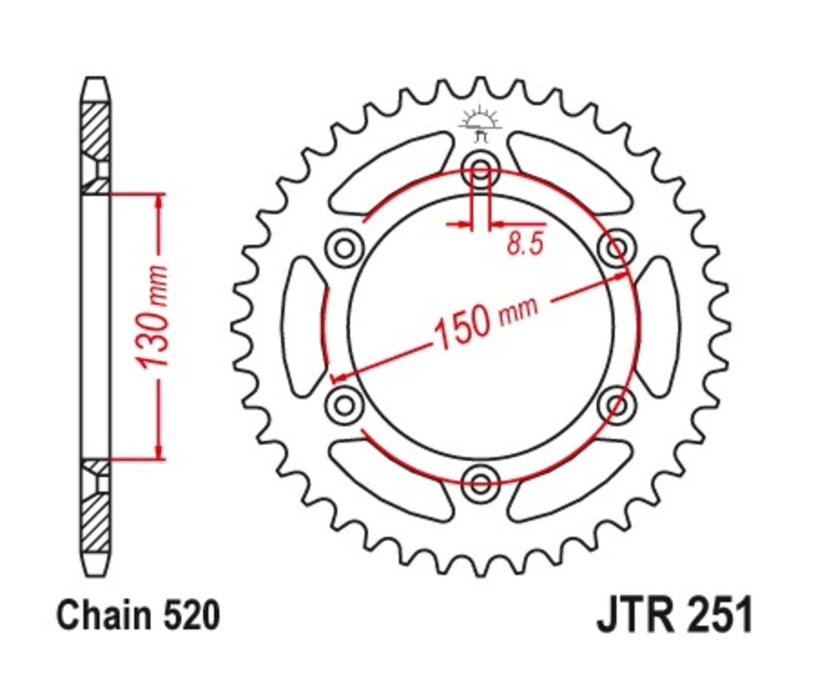 Couronne JT SPROCKETS acier anti-boue 251 - 520