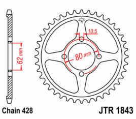 Couronne JT SPROCKETS acier standard 1843 - 428 - 1074958002