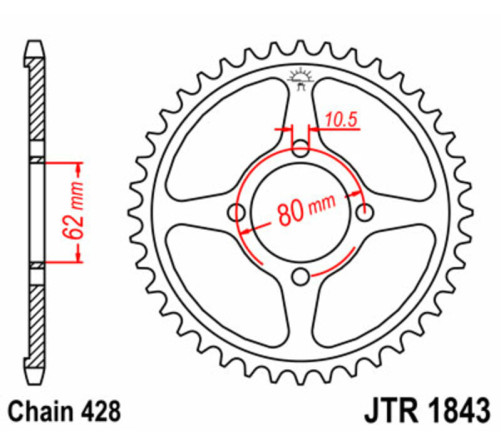 Couronne JT SPROCKETS acier standard 1843 - 428 - 1074958002