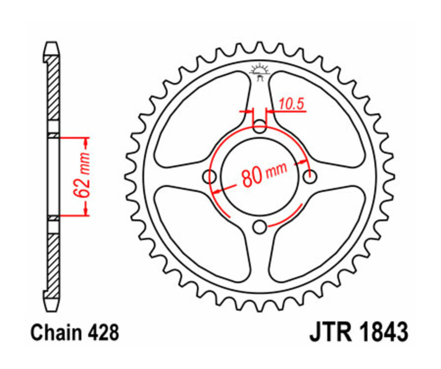 Couronne JT SPROCKETS acier standard 1843 - 428