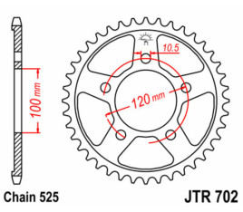 Couronne JT SPROCKETS acier standard 702 - 525 - 1075091003