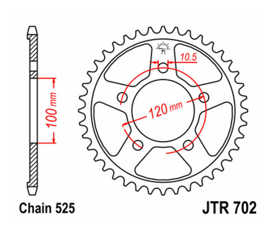 Couronne JT SPROCKETS acier standard 702 - 525