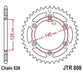 Couronne JT SPROCKETS acier anti-boue 808 - 520 - 1075485004