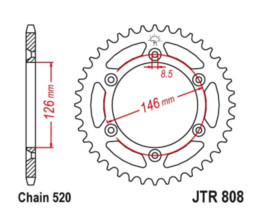 Couronne JT SPROCKETS acier anti-boue 808 - 520