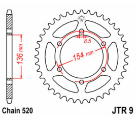 Couronne JT SPROCKETS acier standard 9 - 520 - 1075184001