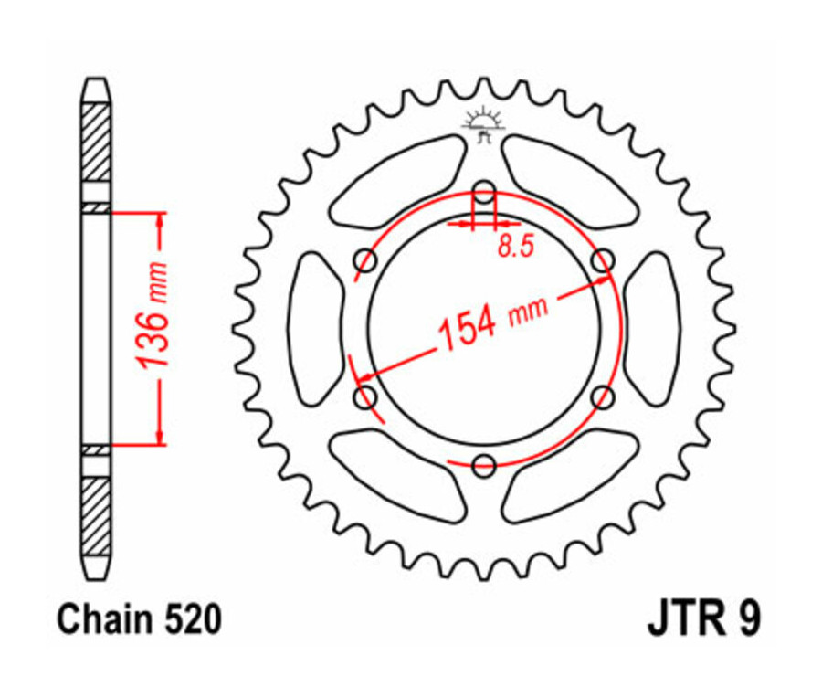 Couronne JT SPROCKETS acier standard 9 - 520