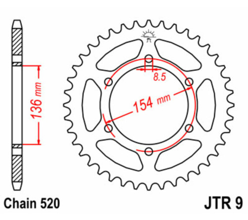 Couronne JT SPROCKETS acier standard 9 - 520