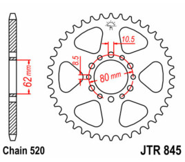 Couronne JT SPROCKETS acier standard 845 - 520 - 1075156005