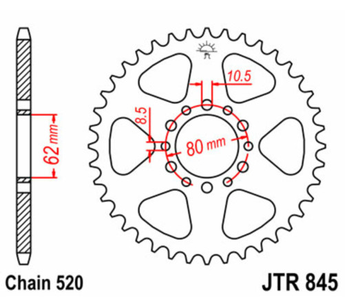 Couronne JT SPROCKETS acier standard 845 - 520 - 1075156005