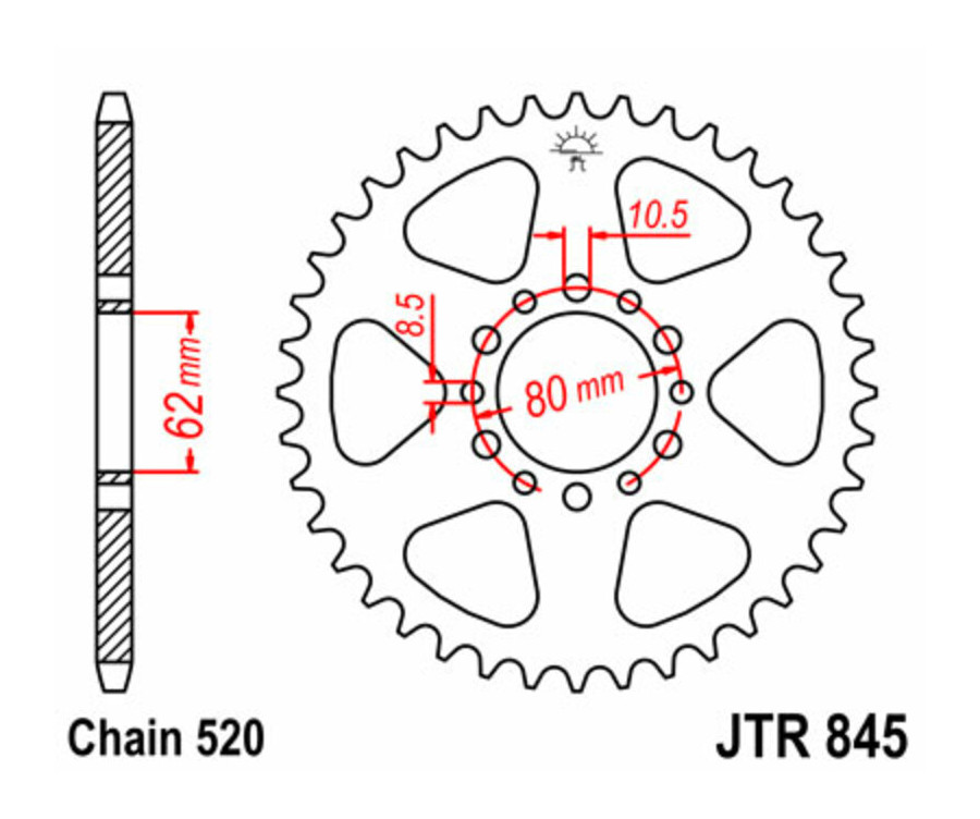 Couronne JT SPROCKETS acier standard 845 - 520