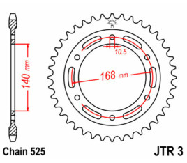 Couronne JT SPROCKETS acier standard 3 - 525 - 1075508001