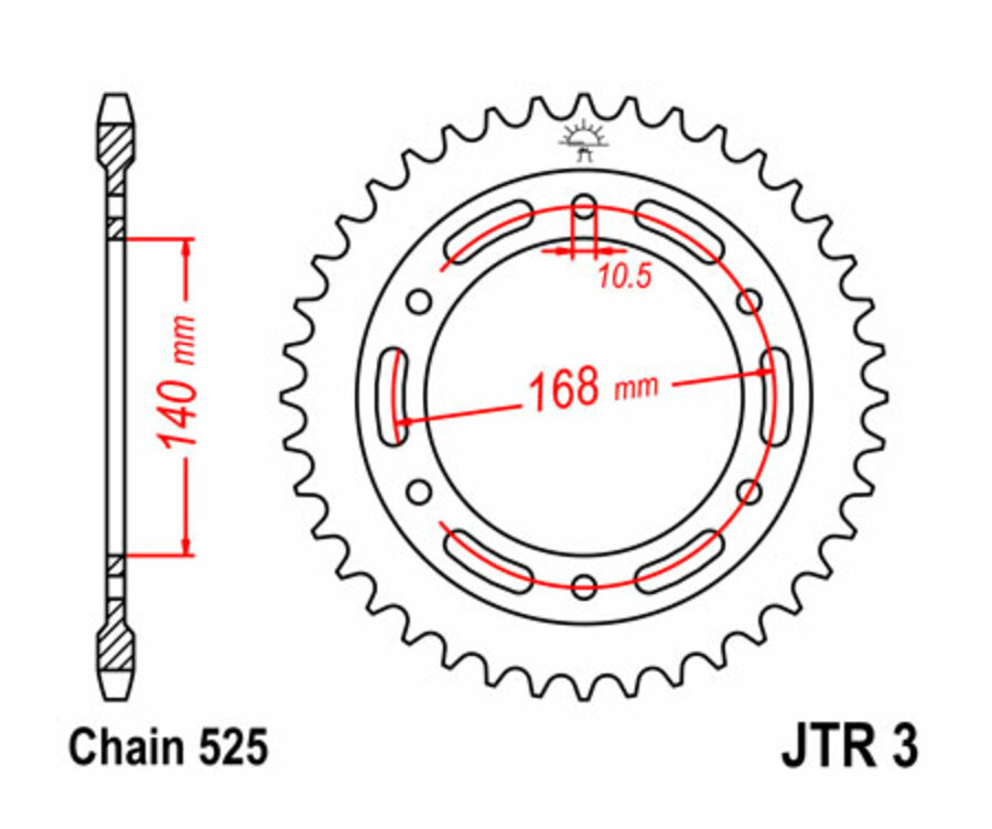 Couronne JT SPROCKETS acier standard 3 - 525