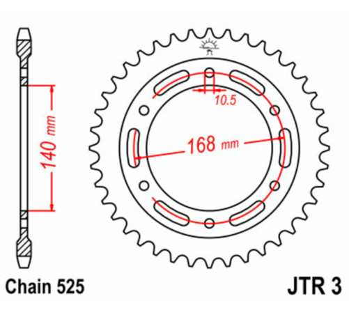 Couronne JT SPROCKETS acier standard 3 - 525 - 1075508001