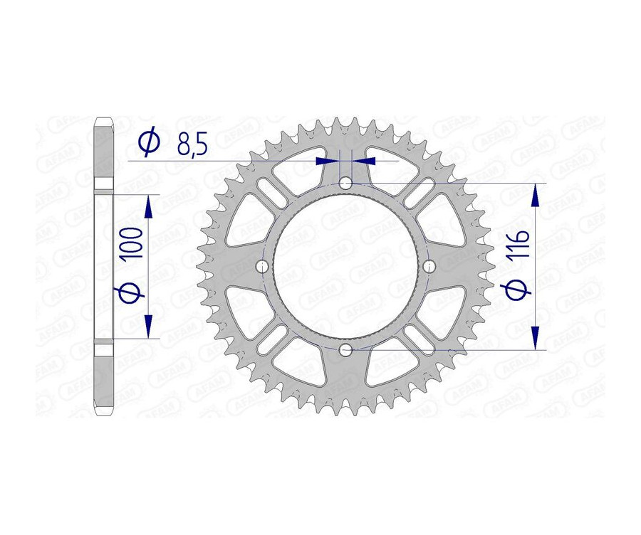 Couronne AFAM aluminium Ultra-Light anti-boue 17104420