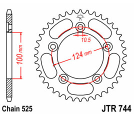 Couronne JT SPROCKETS acier standard 744 - 525 - 1075101003