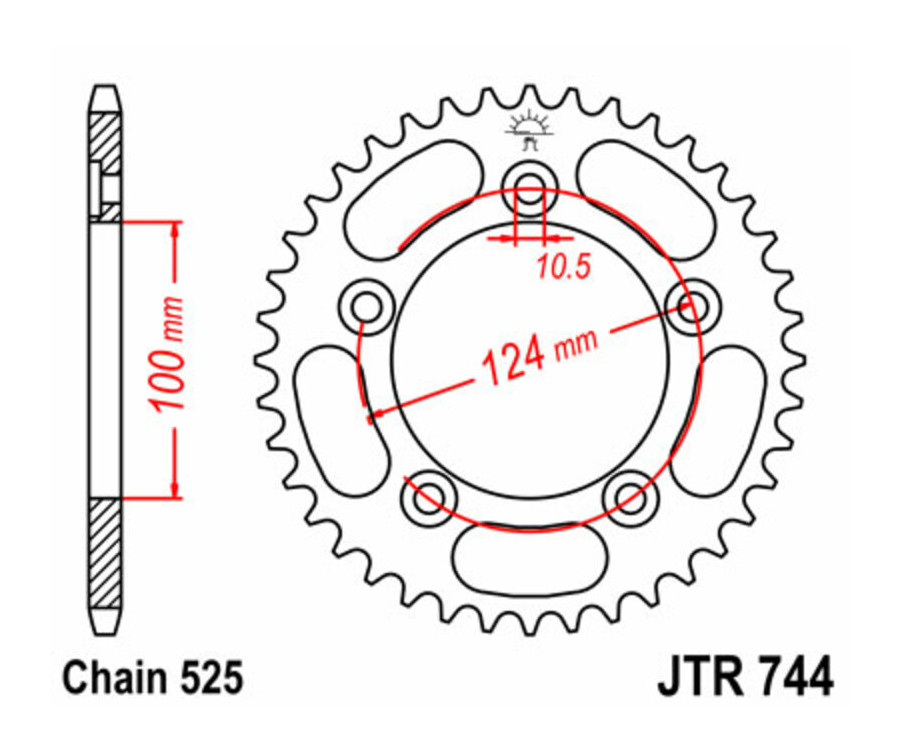 Couronne JT SPROCKETS acier standard 744 - 525