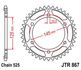 Couronne JT SPROCKETS acier standard 867 - 525 - 1075174002