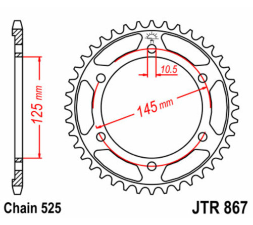 Couronne JT SPROCKETS acier standard 867 - 525 - 1075174002