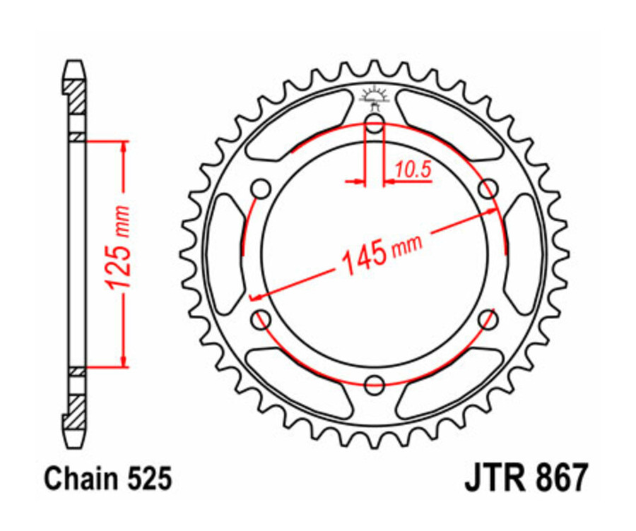 Couronne JT SPROCKETS acier standard 867 - 525