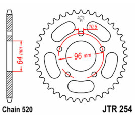 Couronne JT SPROCKETS acier standard 254 - 520 - 1075010001