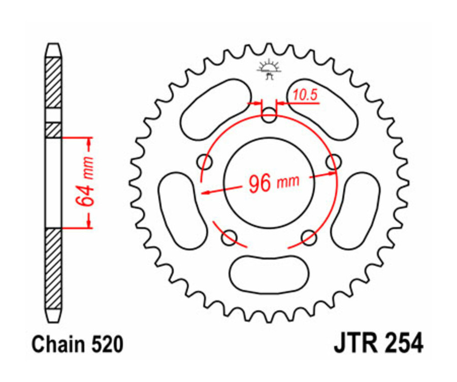 Couronne JT SPROCKETS acier standard 254 - 520