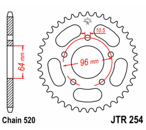 Couronne JT SPROCKETS acier standard 254 - 520 - 1075010001