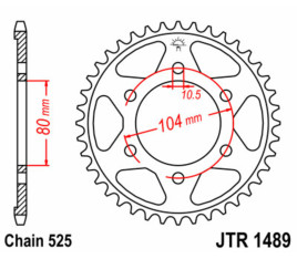 Couronne JT SPROCKETS acier standard 1489 - 525 - 1075503005