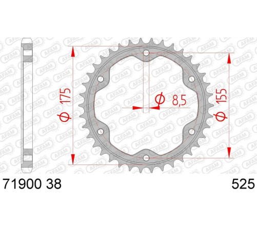 Couronne AFAM acier standard 71900 - 525 - 1074723001