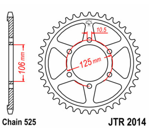 Couronne JT SPROCKETS acier standard 2014 - 525 - 1074984001