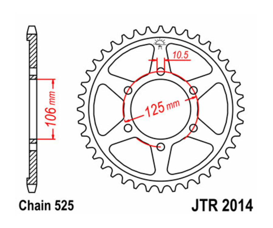 Couronne JT SPROCKETS acier standard 2014 - 525