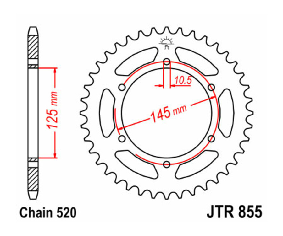 Couronne JT SPROCKETS acier standard 855 - 520