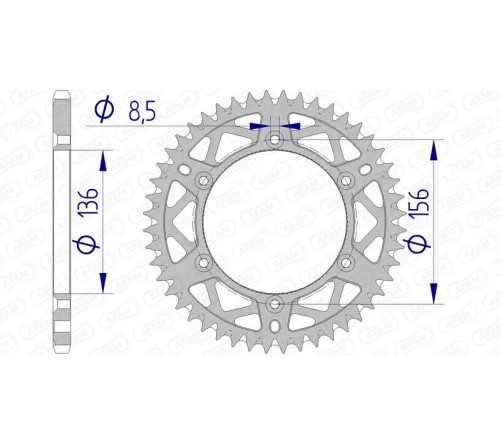 Couronne AFAM aluminium Ultra-Light anti-boue 15206 - 520 - 1074538003