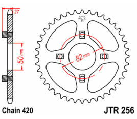 Couronne JT SPROCKETS acier standard 256 - 420 - 1075012006