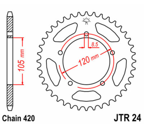 Couronne JT SPROCKETS acier standard 24 - 420 - 1074998002