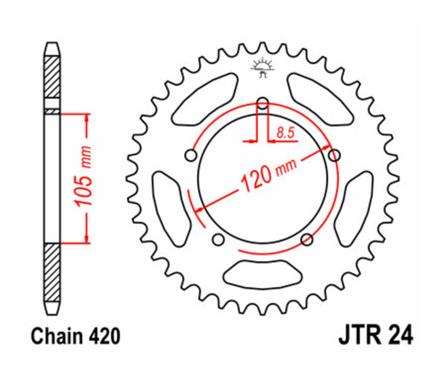 Couronne JT SPROCKETS acier standard 24 - 420