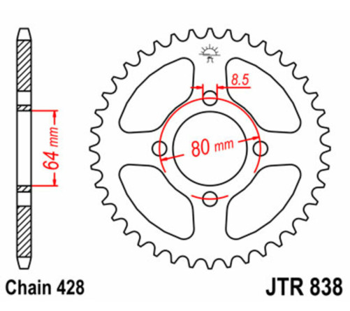 Couronne JT SPROCKETS acier standard 838 - 428 - 1075151005