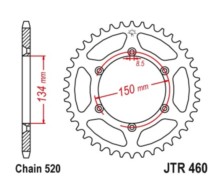 Couronne JT SPROCKETS acier anti-boue 460 - 520