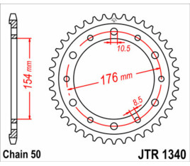 Couronne JT SPROCKETS acier standard 1340 - 530 - 1075500002